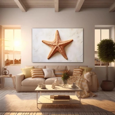 Wall Art titled: The Starfish in a Horizontal format with: Brown, and Beige Colors; Decoration the Apartamento en la playa wall