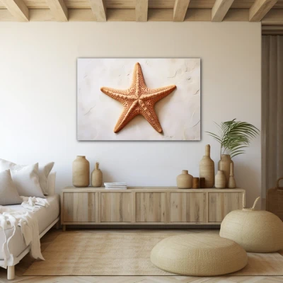 Wall Art titled: The Starfish in a  format with: Brown, and Beige Colors; Decoration the Beige Wall wall