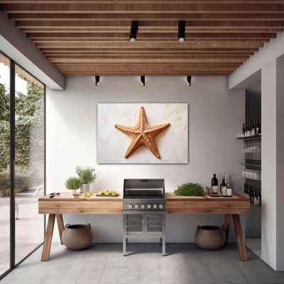 Wall Art titled: The Starfish in a Horizontal format with: Brown, and Beige Colors; Decoration the Quinchos wall