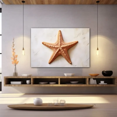Cuadro La estrella del mar en formato horizontal con colores Marrón, Beige; Decorando pared de Spa