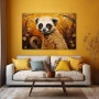 Wall Art titled: How Cute You Are in a Horizontal format with: Brown, Orange, and Beige Colors; Decoration the Yellow Walls wall