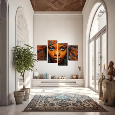 Wall Art titled: Colorful Labyrinths in a Square format with: Brown, Orange, and Beige Colors; Decoration the Entryway wall