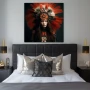 Wall Art titled: Aponi Wildflower in a Square format with: Black, and Red Colors; Decoration the Bedroom wall