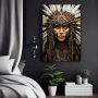 Wall Art titled: Waya Wolfmoon in a Vertical format with: Blue, white, and Brown Colors; Decoration the Bedroom wall