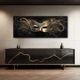 Wall Art titled: My Best Face in a Elongated format with: Golden, and Black Colors; Decoration the Sideboard wall