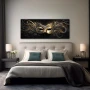 Wall Art titled: My Best Face in a Elongated format with: Golden, and Black Colors; Decoration the Bedroom wall