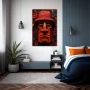 Wall Art titled: Makana Kealoha in a Vertical format with: Grey, Orange, and Red Colors; Decoration the Bedroom wall