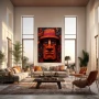 Wall Art titled: Makana Kealoha in a Vertical format with: Grey, Orange, and Red Colors; Decoration the Living Room wall