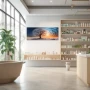 Wall Art titled: Winter at Dusk in a Elongated format with: Yellow, and Sky blue Colors; Decoration the Pharmacy wall