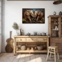 Wall Art titled: Serenity and Strength in a Horizontal format with: Yellow, Blue, and Brown Colors; Decoration the Kitchen wall