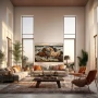 Wall Art titled: Wild Spirits in a Horizontal format with: white, Brown, and Beige Colors; Decoration the Living Room wall