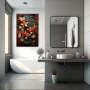 Wall Art titled: The Good Fortune in a Vertical format with: Orange, Red, and Green Colors; Decoration the Bathroom wall