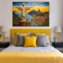 Cuadro Rio de janeiro en formato horizontal con colores Amarillo, Azul, Verde; Decorando pared de Habitación dormitorio
