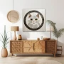 Wall Art titled: Feline Subtlety in a Square format with: white, Grey, and Brown Colors; Decoration the Sideboard wall