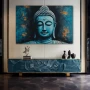 Wall Art titled: Healing the Wounds of the Soul in a Horizontal format with: Blue, and Brown Colors; Decoration the Sideboard wall