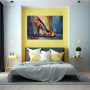 Wall Art titled: Chromatic Seduction in a Horizontal format with: Red, and Turquoise Colors; Decoration the Bedroom wall