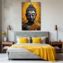 Wall Art titled: Calm in the Storm in a Vertical format with: Golden, and Grey Colors; Decoration the Bedroom wall