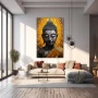 Wall Art titled: Calm in the Storm in a Vertical format with: Golden, and Grey Colors; Decoration the Living Room wall