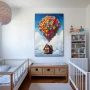 Wall Art titled: The House of Your Dreams in a Vertical format with: Yellow, Blue, and Red Colors; Decoration the Nursery wall