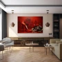 Wall Art titled: Heels and Roses in a Horizontal format with: and Red Colors; Decoration the Bar wall