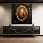Wall Art titled: My Inner Glow in a Square format with: Golden, Brown, and Orange Colors; Decoration the Sideboard wall