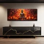 Wall Art titled: My Inner Peace in a Elongated format with: Mustard, Orange, and Red Colors; Decoration the Sideboard wall