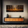 Wall Art titled: Happiness is within in a Elongated format with: Yellow, Brown, and Mustard Colors; Decoration the Sideboard wall