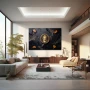 Wall Art titled: The Center of Emotional Balance in a Horizontal format with: Golden, and Black Colors; Decoration the Living Room wall