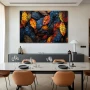 Wall Art titled: Melody of Fallen Colors in a Horizontal format with: Yellow, Blue, and Orange Colors; Decoration the Living Room wall