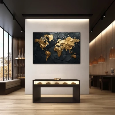 Wall Art titled: Traveling is My Greatest Luxury in a Horizontal format with: Golden, and Black Colors; Decoration the Jewellery wall