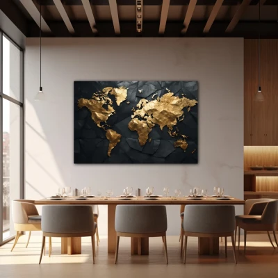 Wall Art titled: Traveling is My Greatest Luxury in a Horizontal format with: Golden, and Black Colors; Decoration the Restaurant wall