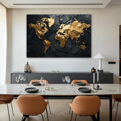 Wall Art titled: Traveling is My Greatest Luxury in a Horizontal format with: Golden, and Black Colors; Decoration the Living Room wall