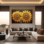 Wall Art titled: Light and Life in a Horizontal format with: Yellow, Brown, and Orange Colors; Decoration the Living Room wall