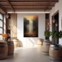 Wall Art titled: The Waterfall in a Vertical format with: Brown, and Beige Colors; Decoration the Winery wall