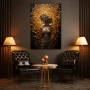 Wall Art titled: Venus: The Goddess of Love in a Vertical format with: Golden, Brown, and Black Colors; Decoration the Living Room wall