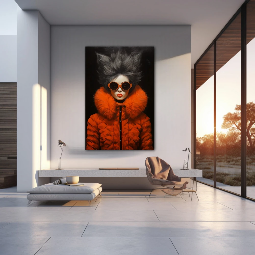 Wall Art titled: Style and Citrus Fashion in a Vertical format with: Orange, and Black Colors; Decoration the Living Room wall