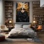Wall Art titled: Golden Flashes of Style in a Vertical format with: Golden, and Black Colors; Decoration the Teenage wall