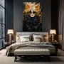 Wall Art titled: Golden Flashes of Style in a Vertical format with: Golden, and Black Colors; Decoration the Bedroom wall