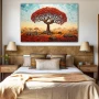 Wall Art titled: Witness of Time in a Horizontal format with: Sky blue, Orange, and Red Colors; Decoration the Bedroom wall