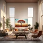 Wall Art titled: Witness of Time in a Horizontal format with: Sky blue, Orange, and Red Colors; Decoration the Living Room wall