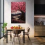 Cuadro Primavera en flor en formato vertical con colores Morado, Rosa, Pastel; Decorando pared de Cocina