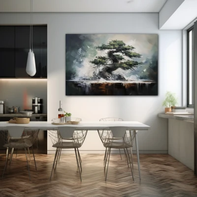 Wall Art titled: Symbol of Eternity in a  format with: Grey, and Green Colors; Decoration the Kitchen wall