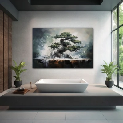 Wall Art titled: Symbol of Eternity in a  format with: Grey, and Green Colors; Decoration the Wellbeing wall
