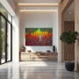 Wall Art titled: The Emotional Maze in a Horizontal format with: Red, Green, and Vivid Colors; Decoration the Entryway wall