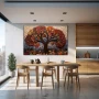 Wall Art titled: The Roots of Existence in a Horizontal format with: Brown, Red, and Beige Colors; Decoration the Kitchen wall