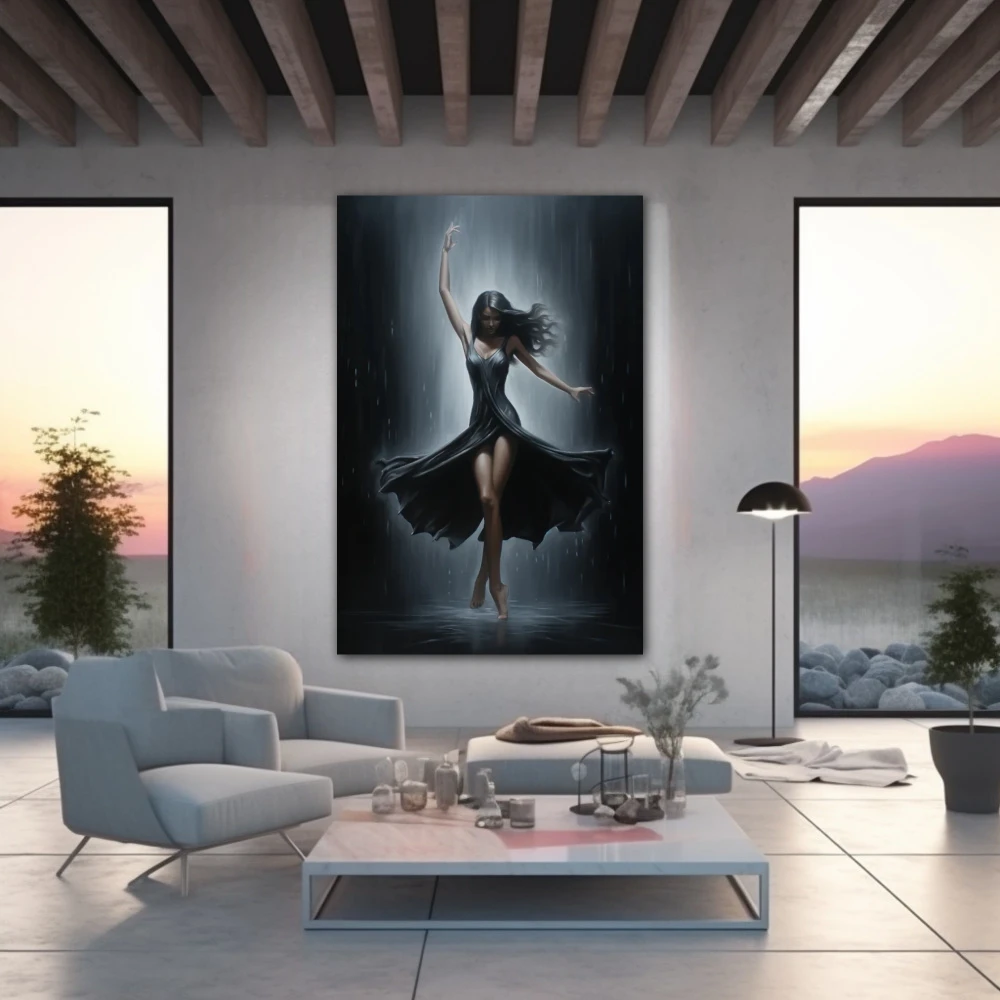 Wall Art titled: Sensuality in Motion in a Vertical format with: Grey, Black, and Monochromatic Colors; Decoration the Living Room wall