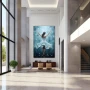 Wall Art titled: Dancing Liberates the Soul in a Vertical format with: white, Sky blue, and Grey Colors; Decoration the Entryway wall