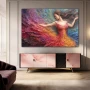 Wall Art titled: Music is the poetry of the air in a Horizontal format with: Yellow, and Sky blue Colors; Decoration the Sideboard wall
