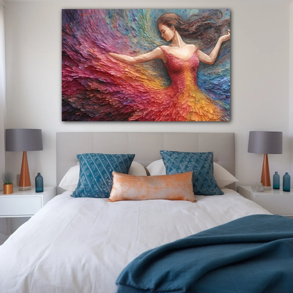 Wall Art titled: Music is the poetry of the air in a Horizontal format with: Yellow, and Sky blue Colors; Decoration the Bedroom wall