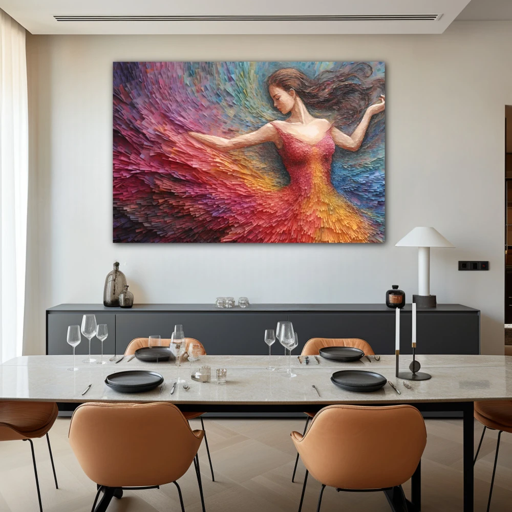 Wall Art titled: Music is the poetry of the air in a Horizontal format with: Yellow, and Sky blue Colors; Decoration the Living Room wall